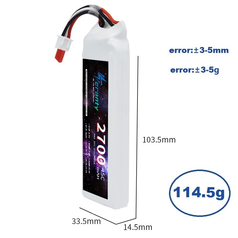 1/3PCS 2S 7.4V Lipo Battery 27 - Drone Battery Connector recension och pris