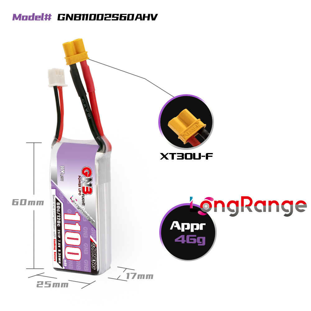 GNB 1100mAh 2S 3S 4S 6S 60C/12 - Drone Battery Lipo recension och pris